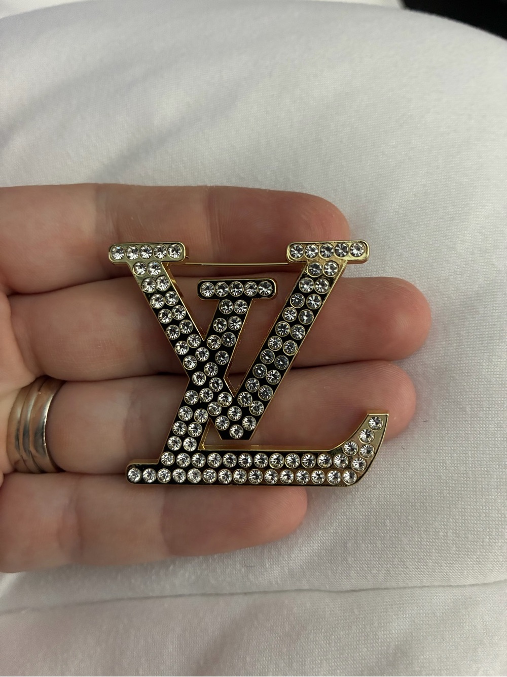 Crystal Monogram Brooch in Gold and Clear